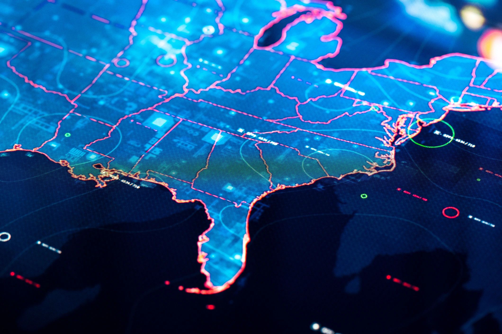 USA coverage map representing regional and national freight service